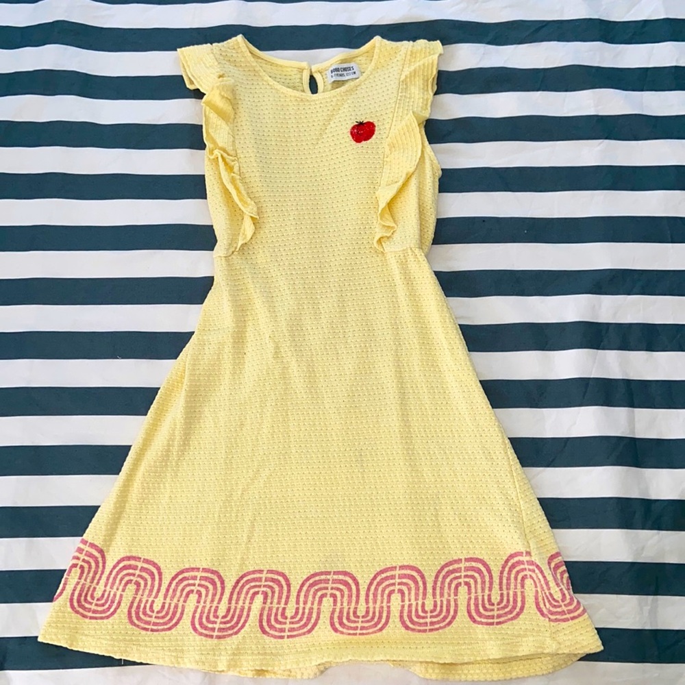 Bobo Choses Yellow Dress with Pink Accents